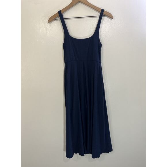 Beyond Yoga Featherweight At The Ready Square Neck Spacedye Midi Dress XS Navy - Picture 2 of 14